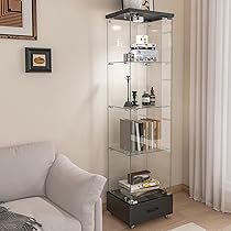 Amazon.co.jp: LED照明付き ロック付き 強化ガラスディスプレイ